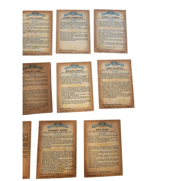 1984 Campbell Taggart Know The Presidents 27 Some Duplicates - Picture 6 of 10